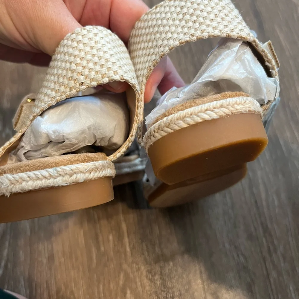 MIA Tan and Cream Sandals with Striped Design